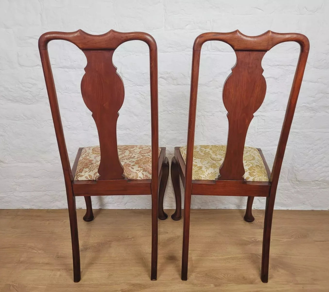 Victorian Dining Chairs Pair Upholstered Floral Queen Anne Postage Available