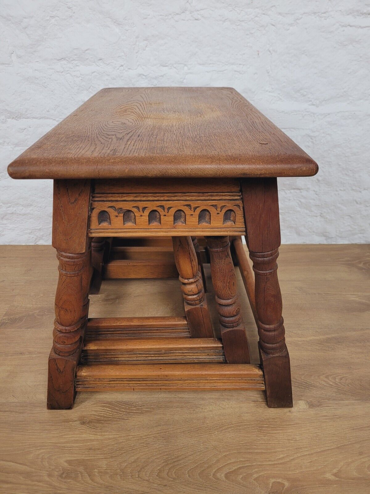 Nest of Tables Oak Carved Country English Rectangular Postage Available