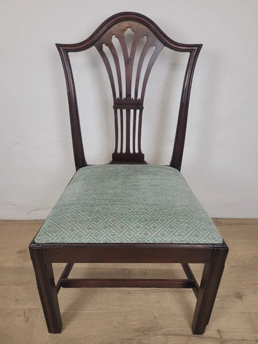 George III Dining Chairs Pair 19thC Carved Leaf Upholstered Postage Available