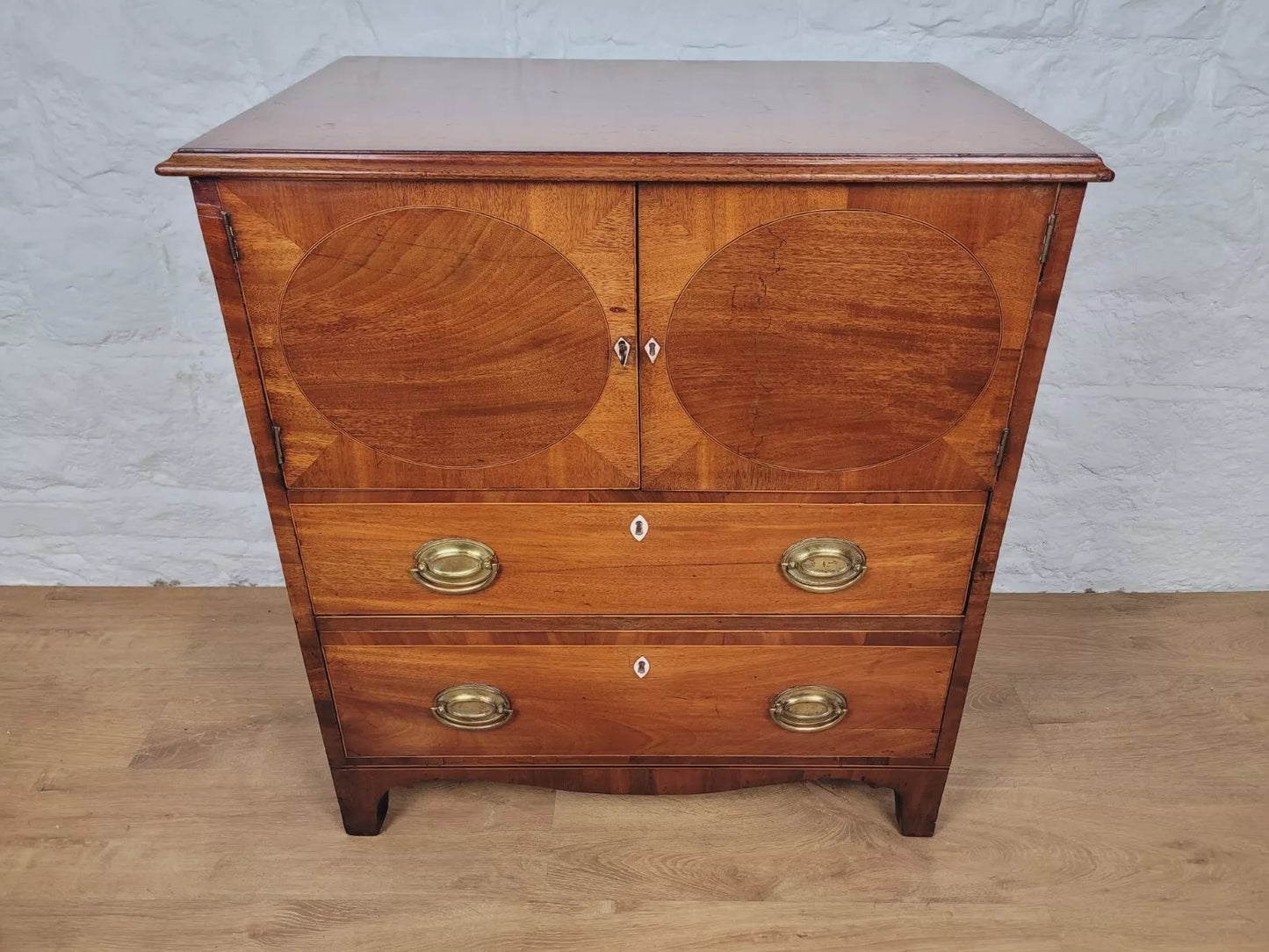 George III Inlaid Cabinet Drawers Lockable Mahogany Country Delivery Available