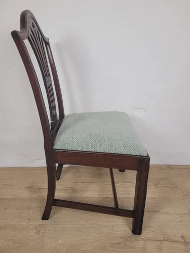 George III Dining Chairs Pair 19thC Carved Leaf Upholstered Postage Available