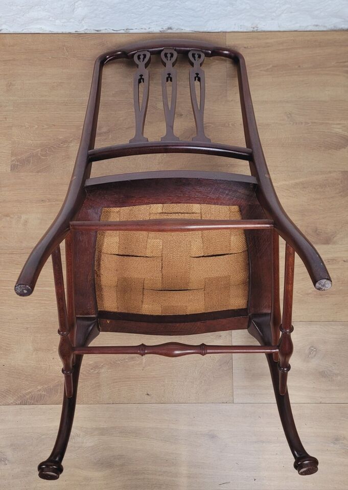 Edwardian Inlaid Accent Chair Heart Backsplat High Back Postage Available