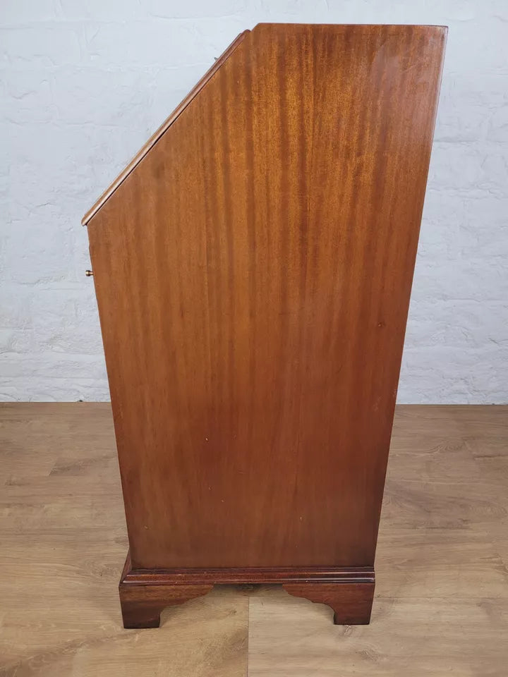 Vintage Writing Bureau Desk Mahogany Key & Lock Brass Handles Delivery Available