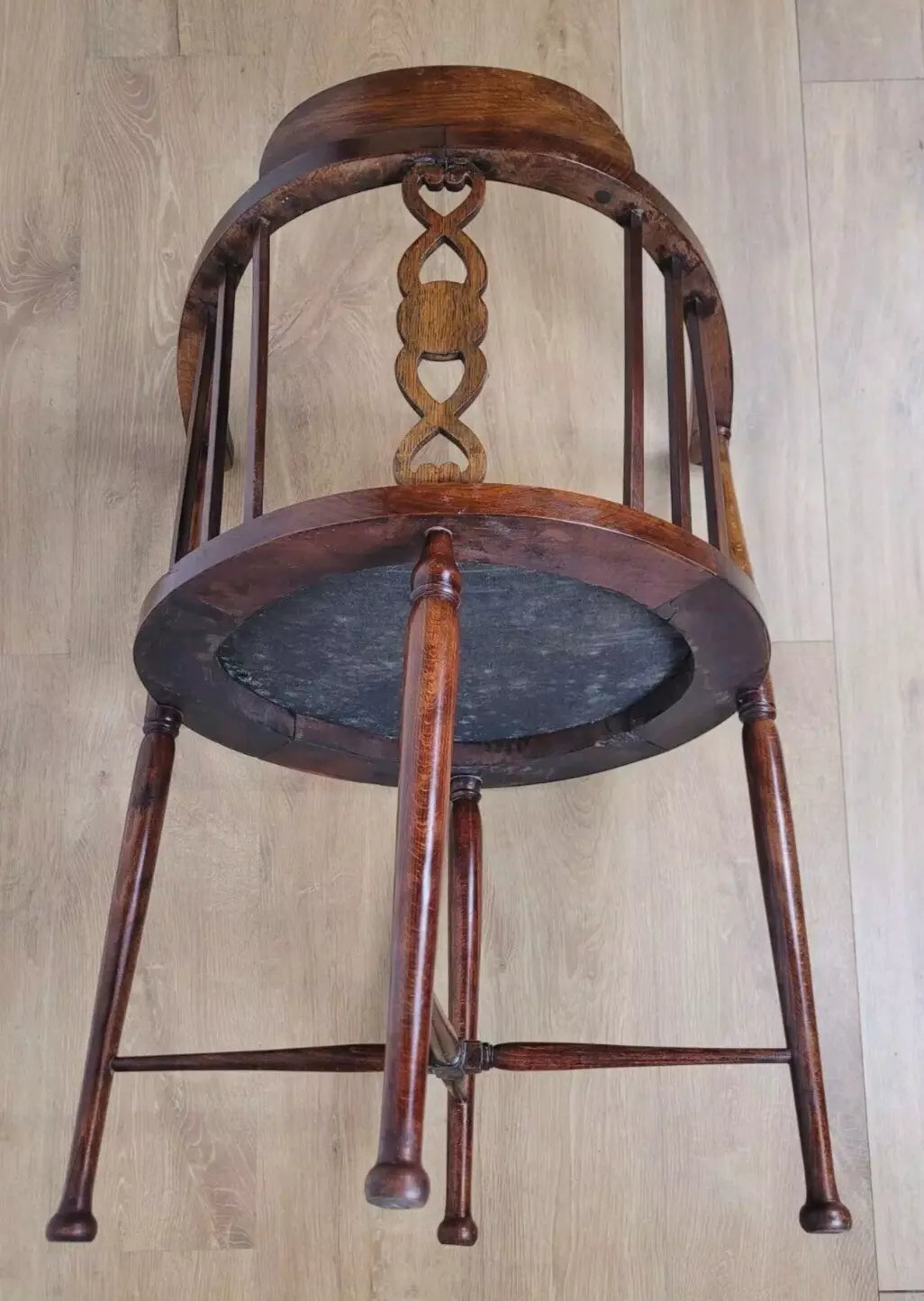 Edwardian Elbow Chair Inlaid Pierced Back Upholstered Postage Available