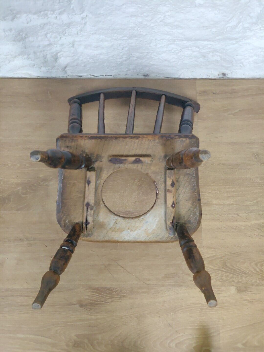 Child's Potty Armchair Victorian Elm Spindle Back Lid Postage Available