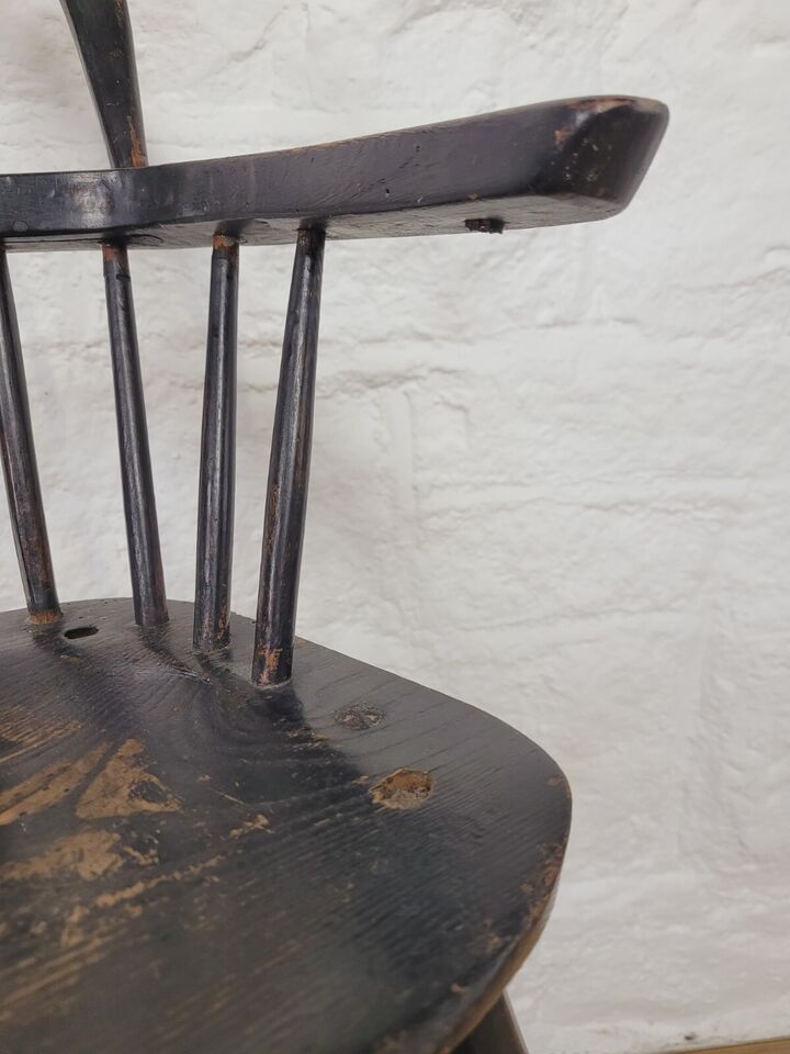 Childs Windsor High Chair 19thC Ebonised Stick Back Postage Available