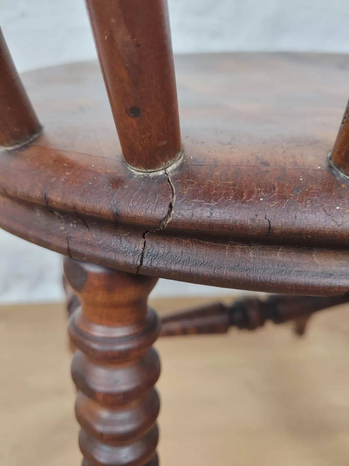 English Penny Windsor Chair Elm Spindle Back Victorian Country Postage Available