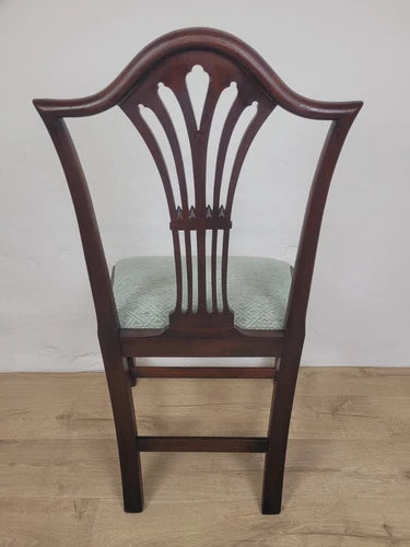 George III Dining Chairs Pair 19thC Carved Leaf Upholstered Postage Available