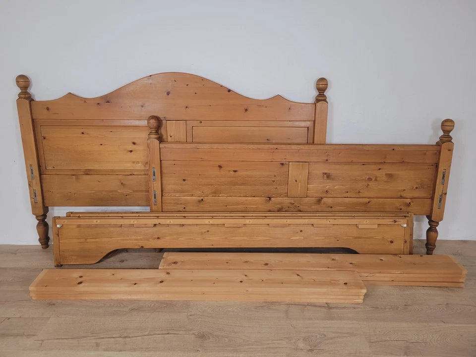 Victorian Sleigh Bed Frame Queen Country Pine Farmhouse 19thC Delivery Available