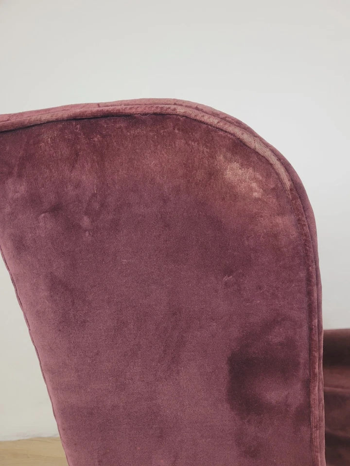 Victorian Wingback Armchair Velvet Purple 19thC Upholstered Delivery Available