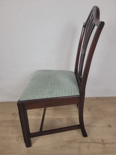 George III Dining Chairs Pair 19thC Carved Leaf Upholstered Postage Available