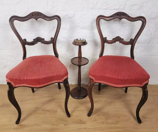 Victorian Salon Chairs Rosewood Floral Carved Cabriole Legs Postage Available