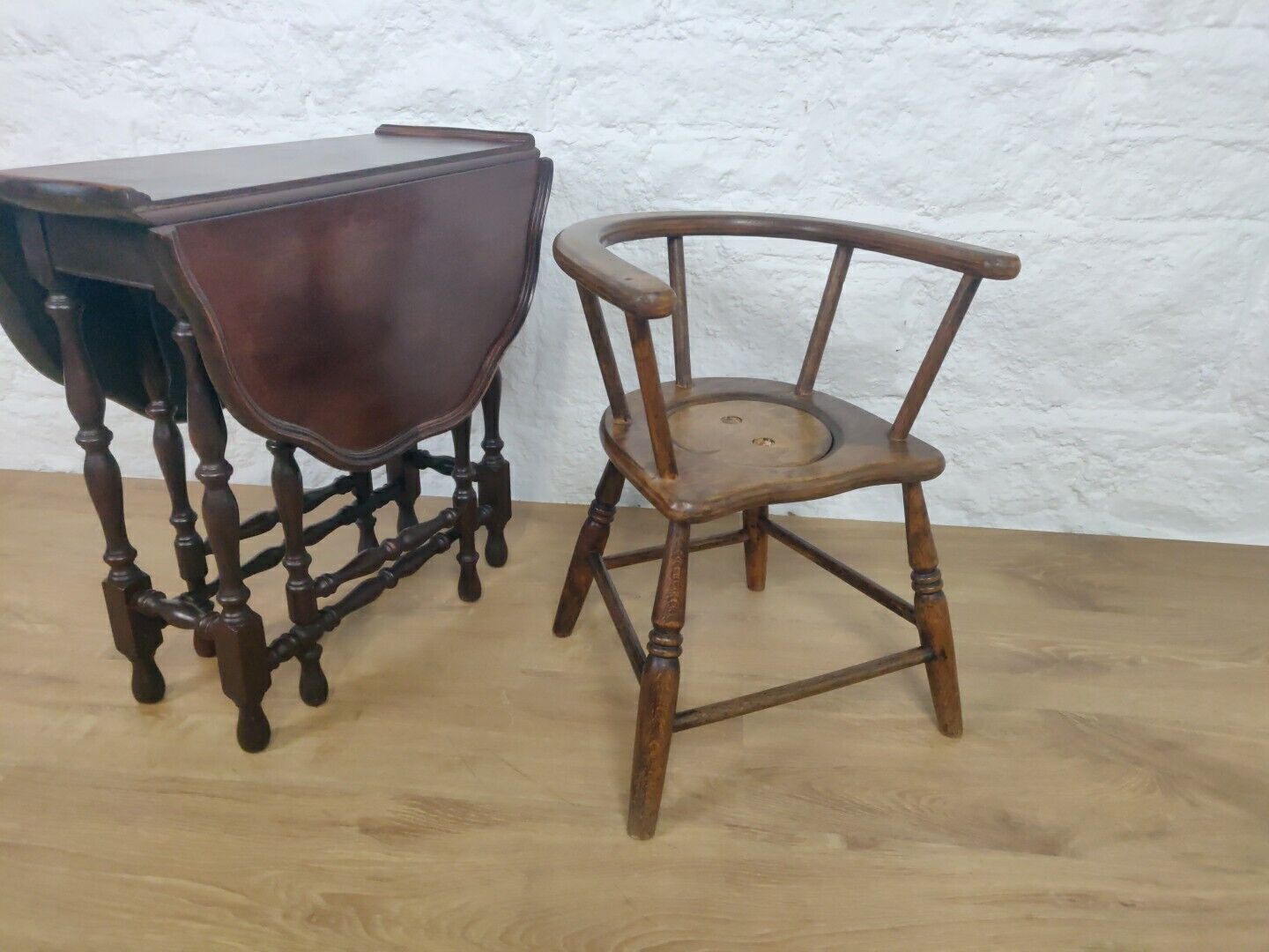 Victorian Child's Potty Chair Beech Spindle Back Postage Available