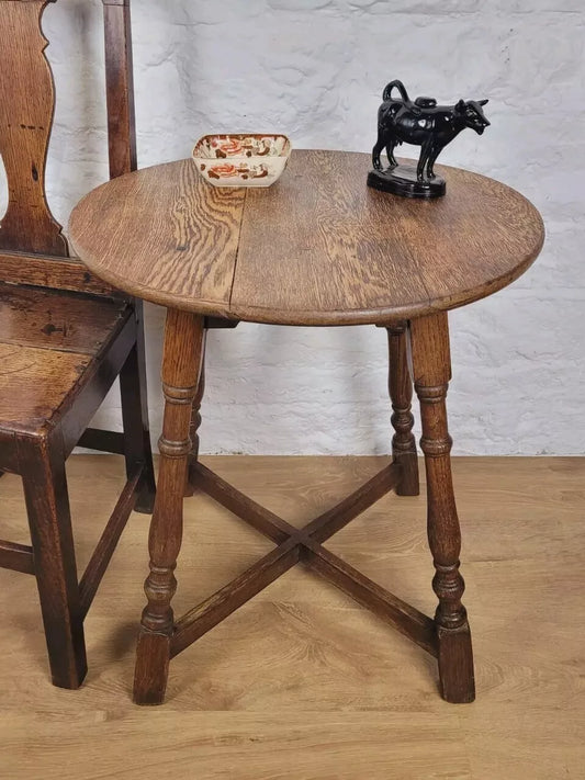 Circular Oak Side Table Country Carved 19th Century Postage Available