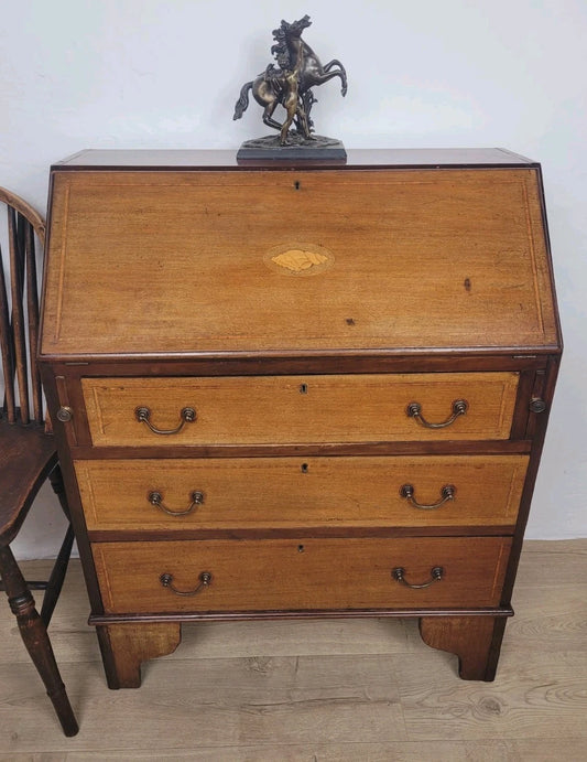 Edwardian Writing Bureau Desk Key & Lock Inlaid Antique 1910 Delivery Available