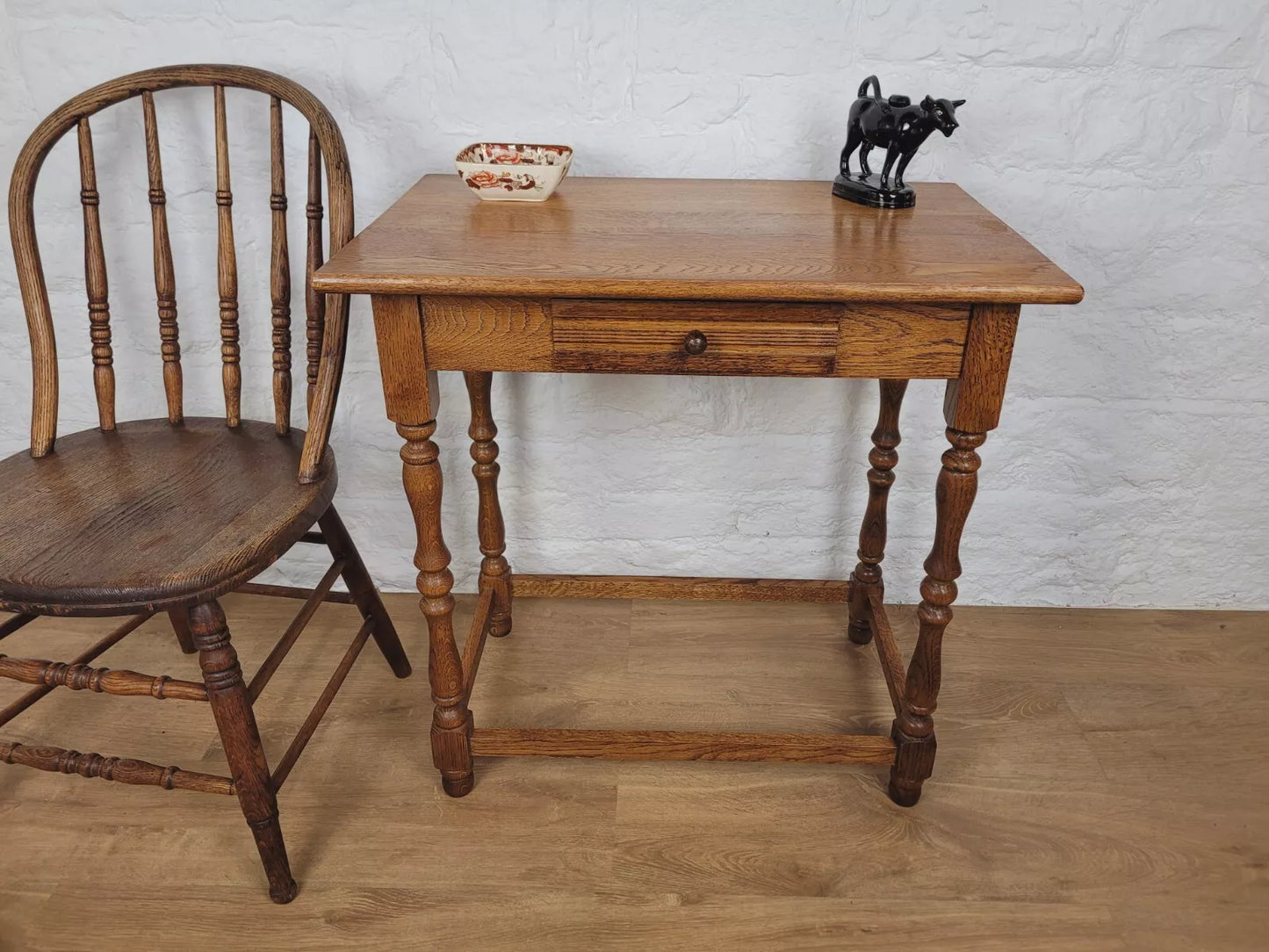 English Side Table Oak Mid Century Hall Table Drawer Country Postage Available