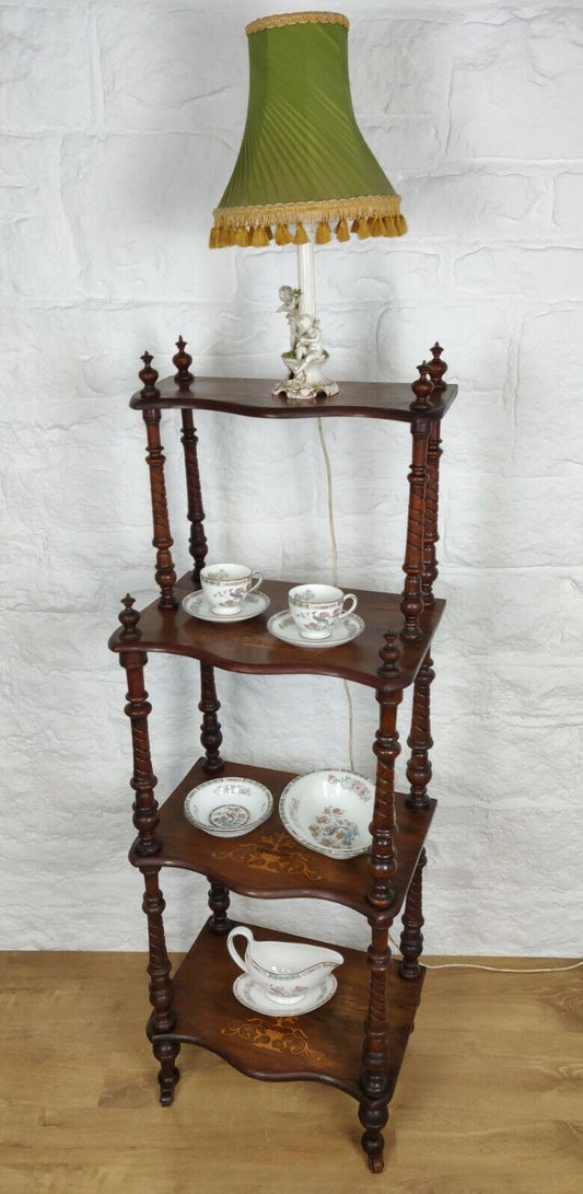 4 tier Whatnot Victorian Mahogany Finial Castors Antique Postage Available