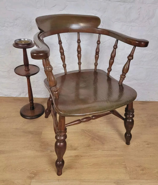 Vintage Captain's Armchair Country Style Green Spindle Back Postage Available