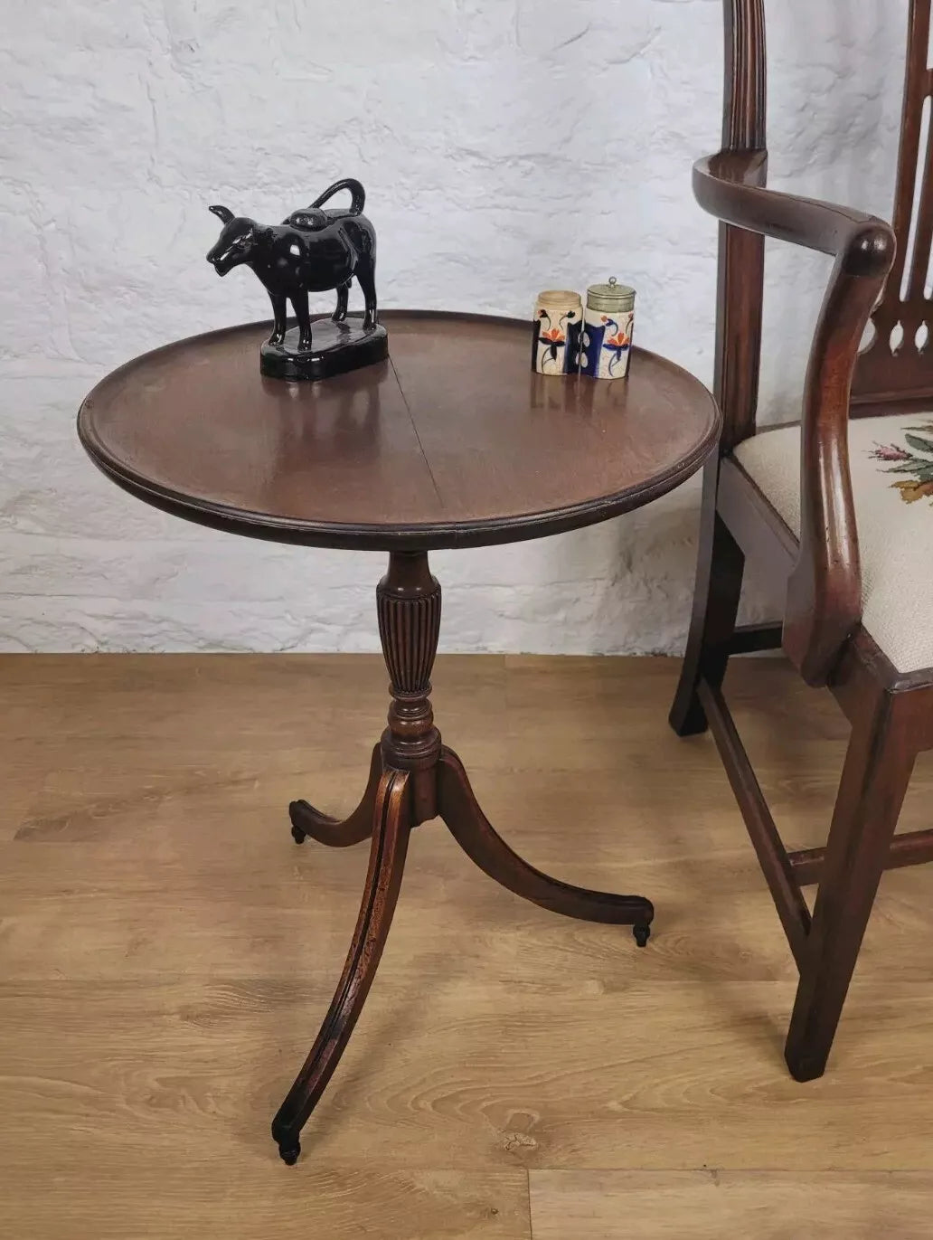 Victorian Pedestal Tripod Table English Carved Turned Postage Available