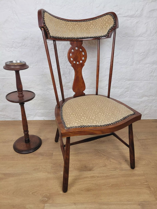 Vintage Bedroom Chair Pierced Back Upholstered Country Postage Available