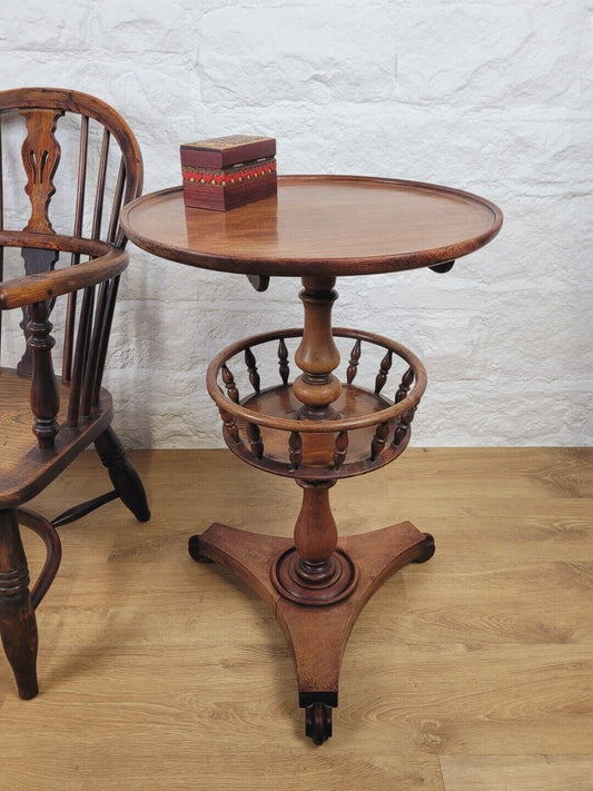 Tilt Top Side Table Two Tier Gallery Victorian English Postage Available