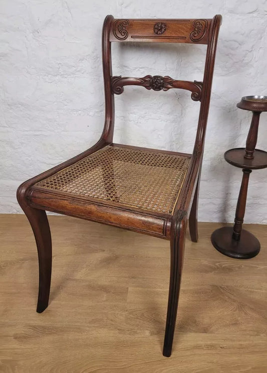 Victorian Bedroom Chair Rattan Carved Floral English Mahogany Postage Available