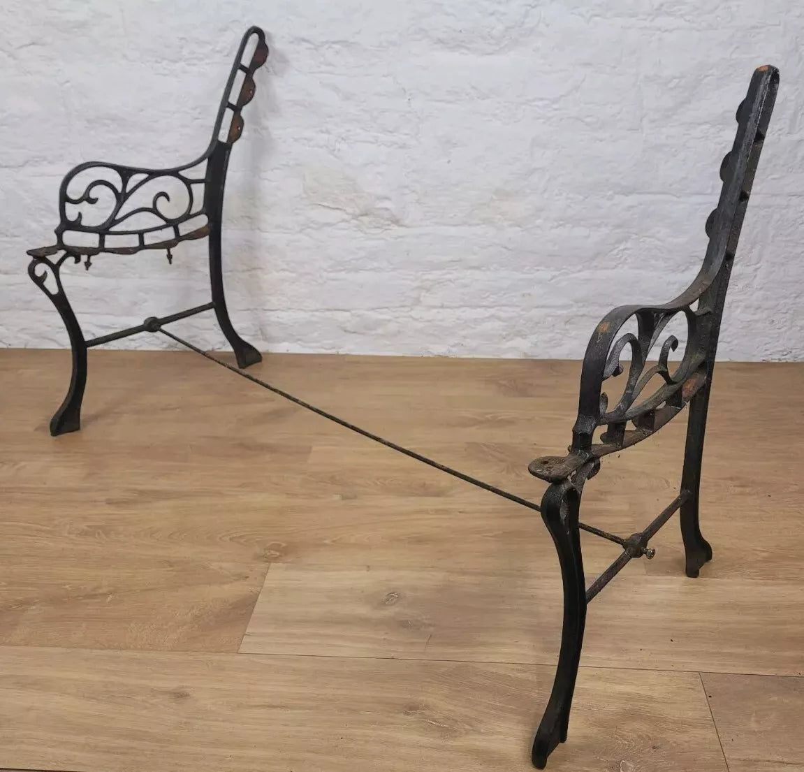 Victorian Bench Ends Pair Floral Cast Iron Salvage 19thC Postage Available