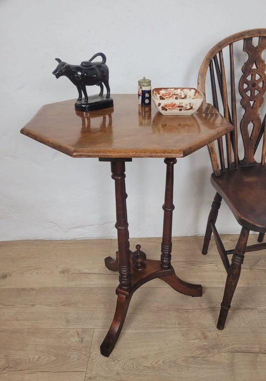 Victorian Octagonal Occasional Table Tripod English Mahogany Postage Available