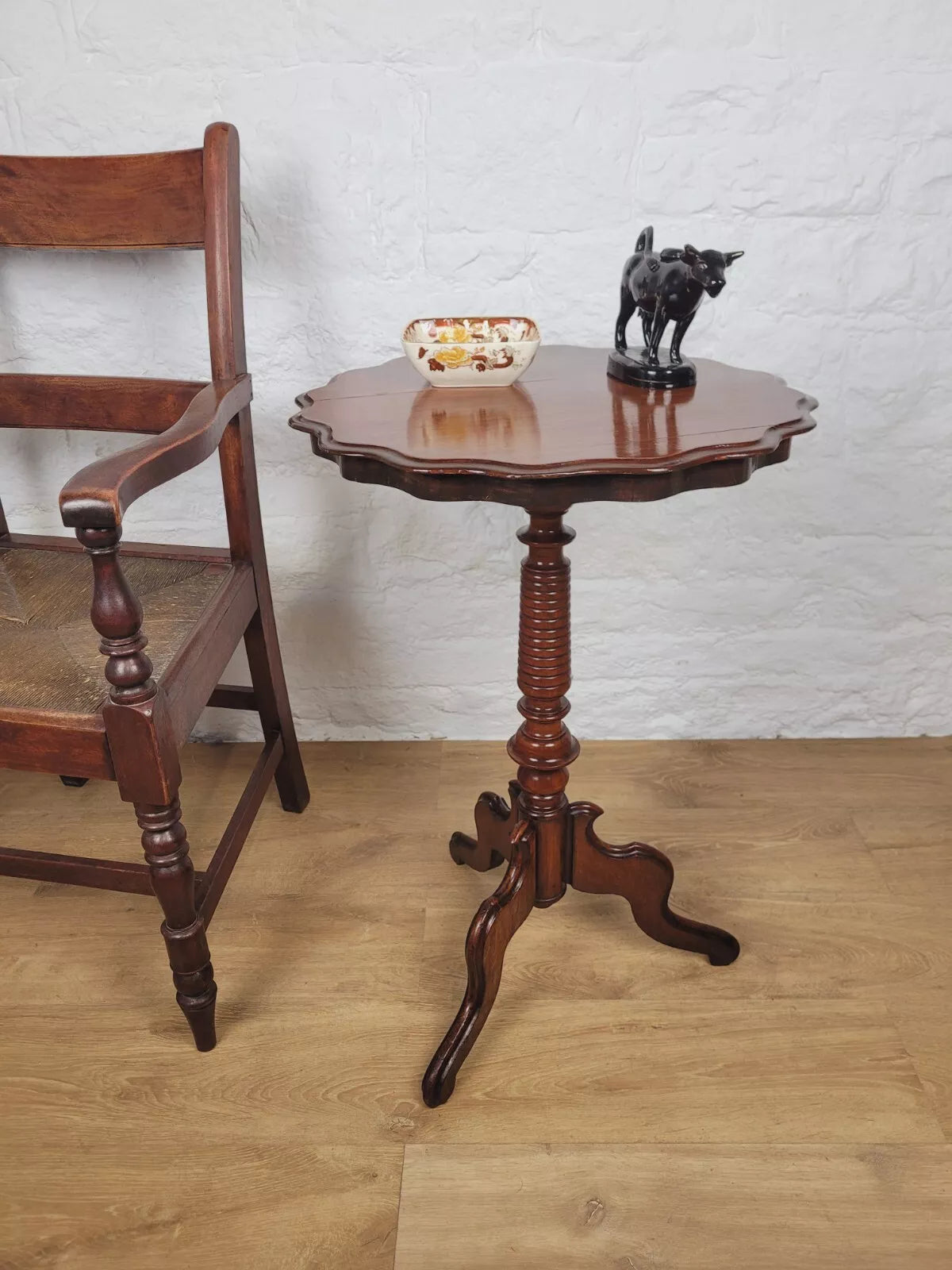 Victorian Pedestal Tripod Table Figured 19th Century Turned Postage Available