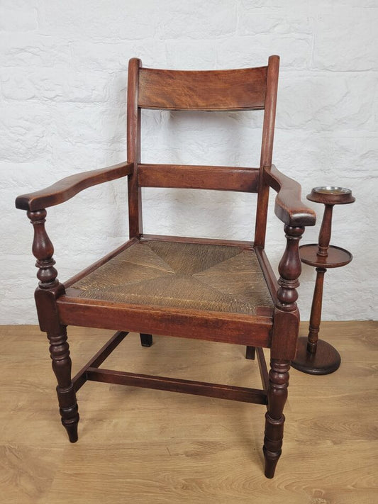 Provincial Regency Armchair 19thC Rush Seat Mahogany Postage Available