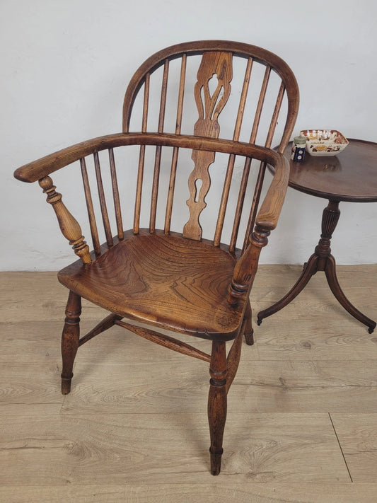 Windsor Armchair Low Back Ash & Elm Country 19thC Farmhouse Postage Available
