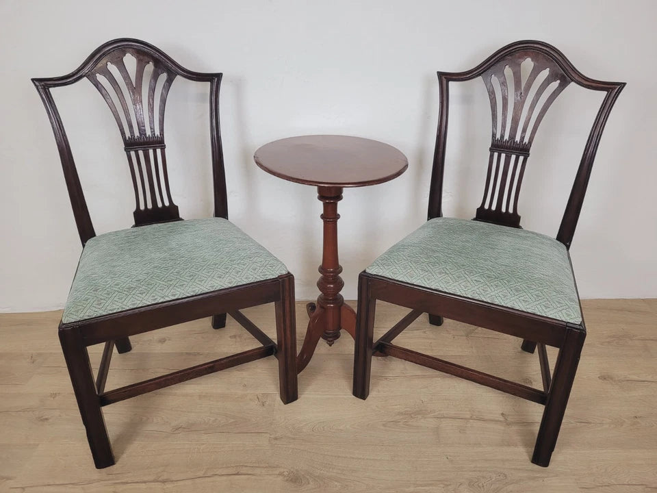 George III Dining Chairs Pair 19thC Carved Leaf Upholstered Postage Available