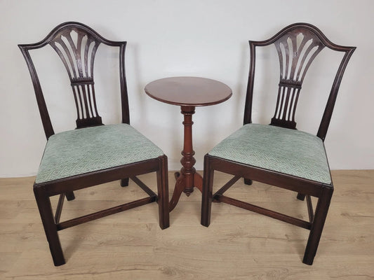 George III Dining Chairs Pair 19thC Carved Leaf Upholstered Postage Available