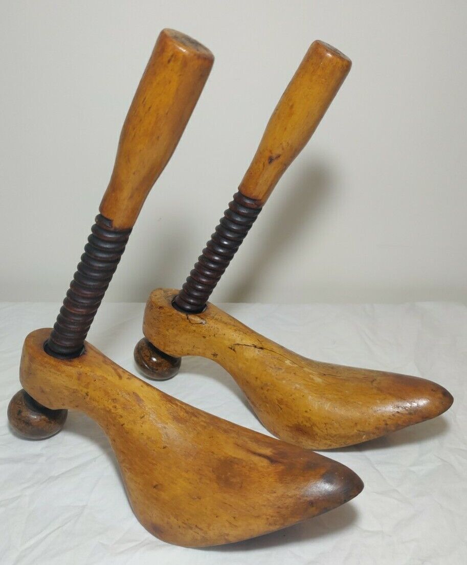 Vintage Turnable Shoe Tree Last Set Original Oak Postage Available