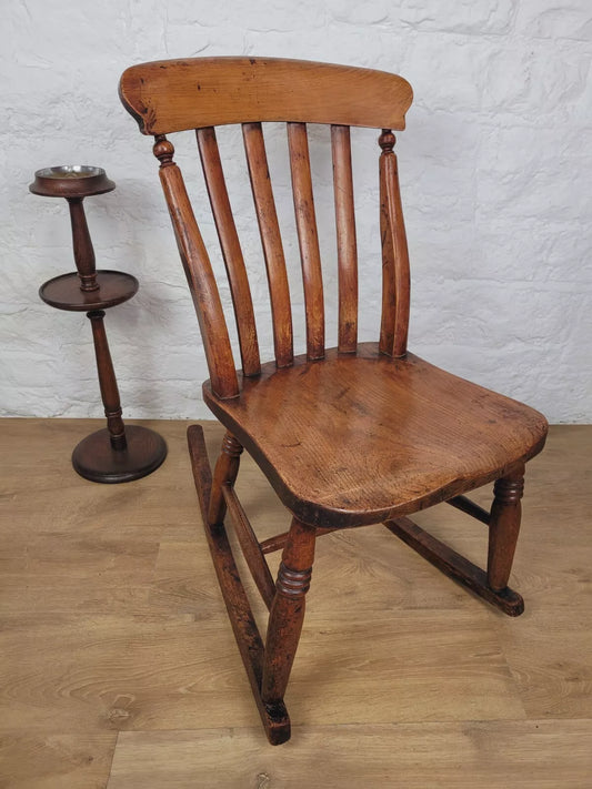 Farmhouse Rocking Chair Victorian Lathe Back Country Antique Postage Available