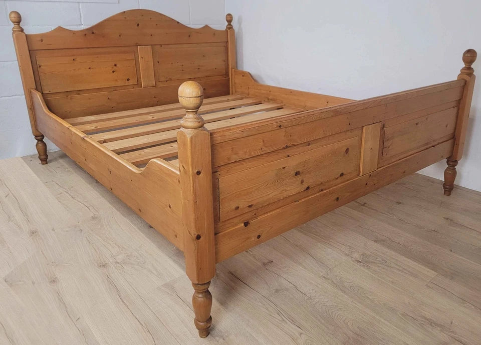 Victorian Sleigh Bed Frame Queen Country Pine Farmhouse 19thC Delivery Available