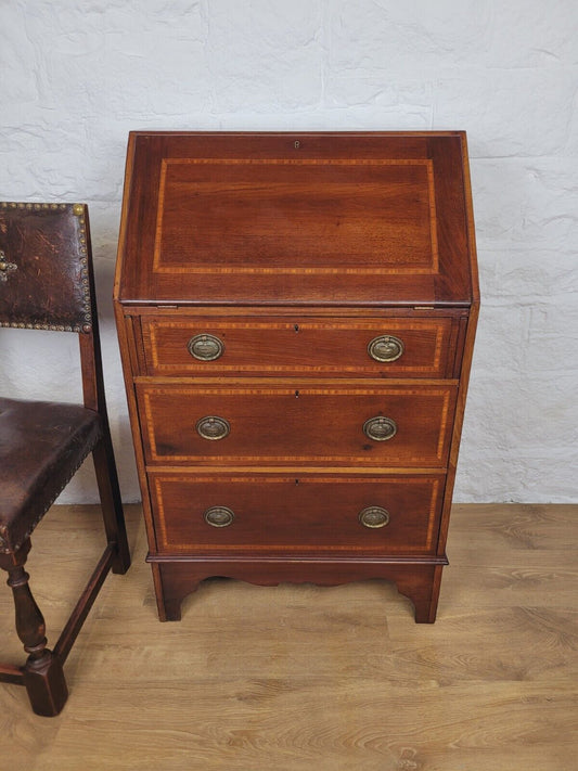 Writing Bureau Desk Satinwood Crossbanded Lockable Antique Delivery Available