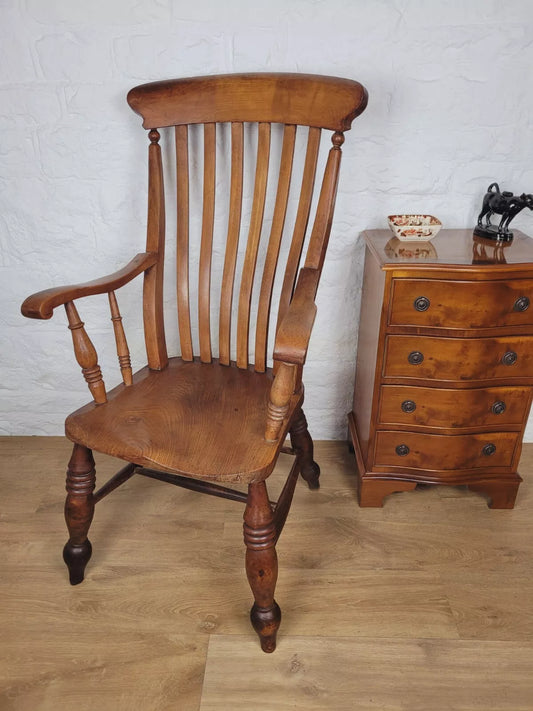 Farmhouse Kitchen Armchair Victorian Country Walnut C19th Delivery Available