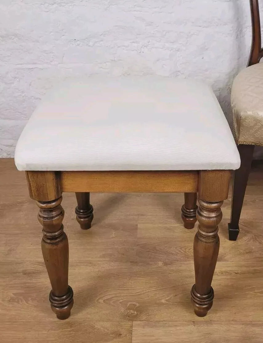 Willis Gambler Dressing Stool Vintage Mahogany Upholstered Postage Available