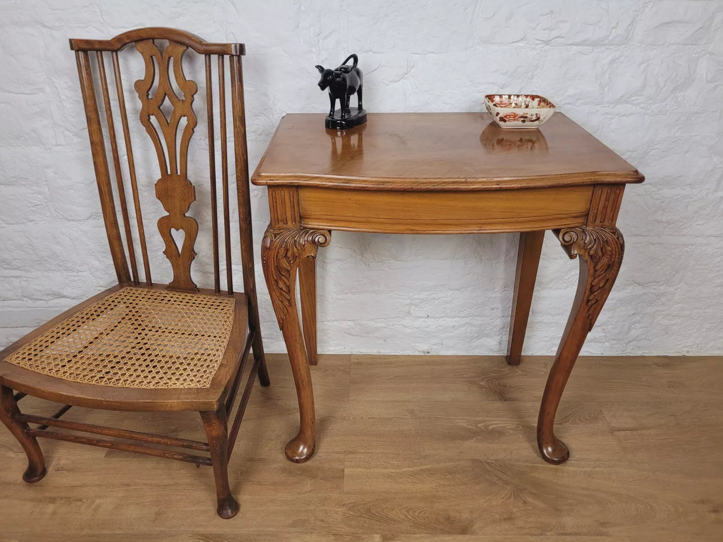 Walnut Occasional Side Table Carved Vintage Antique Style Postage Available