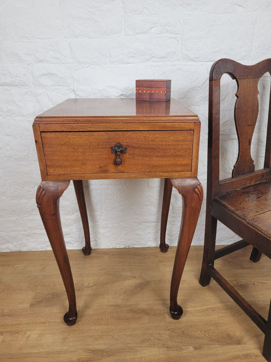 Carved Shell Side Table Victorian Queen Anne Mahogany Drawer Delivery Available