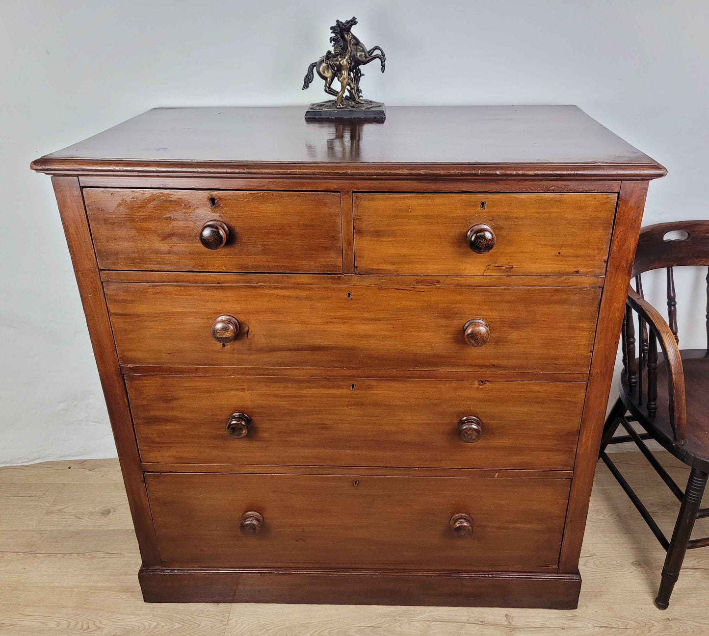 Victorian Chest of Drawers 2 Over 3 19thC Bun Handles Delivery Available