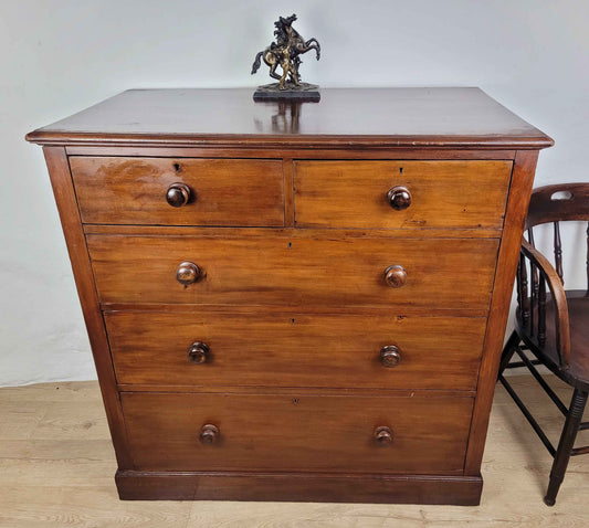Victorian Chest of Drawers 2 Over 3 19thC Bun Handles Delivery Available