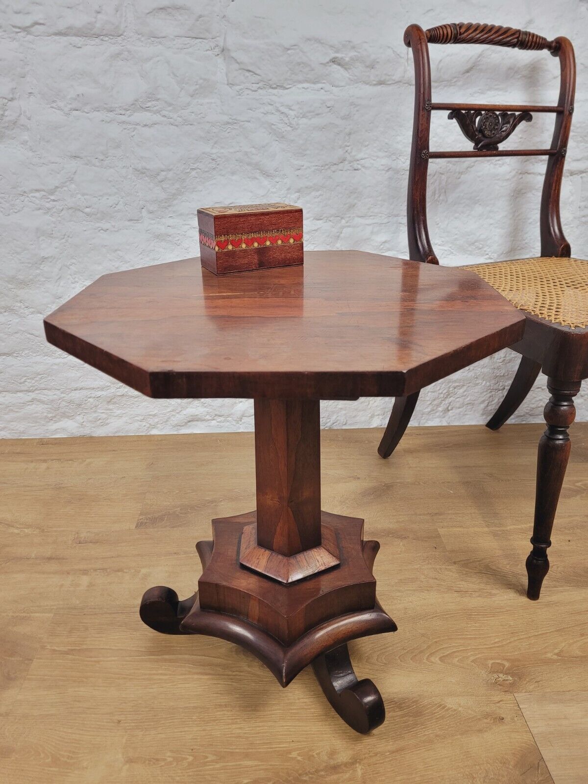 Pedestal Table Octagonal Rosewood Scroll Feet 19th Century Postage Available