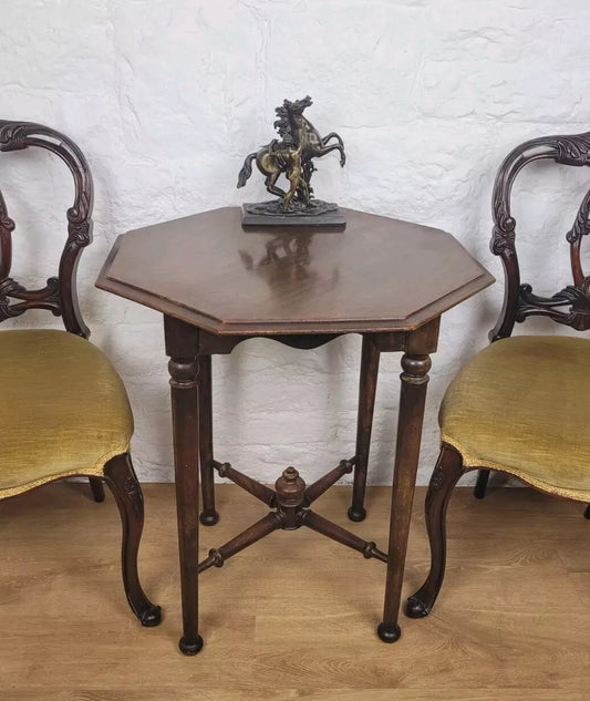 Edwardian Octagonal Occasional Table Cross Stretcher Mahogany Postage Available