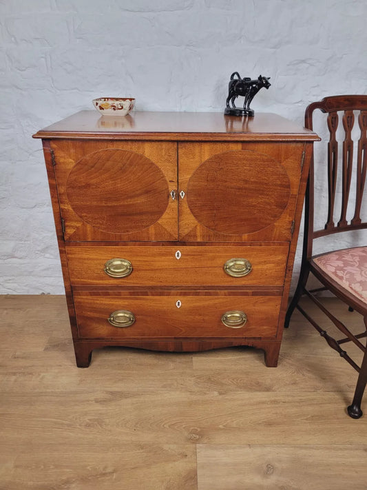 George III Inlaid Cabinet Drawers Lockable Mahogany Country Delivery Available