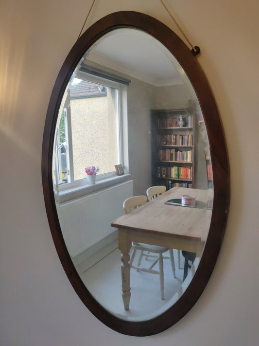 Victorian Oval Wall Mirror Portrait Mahogany Antique Postage Available