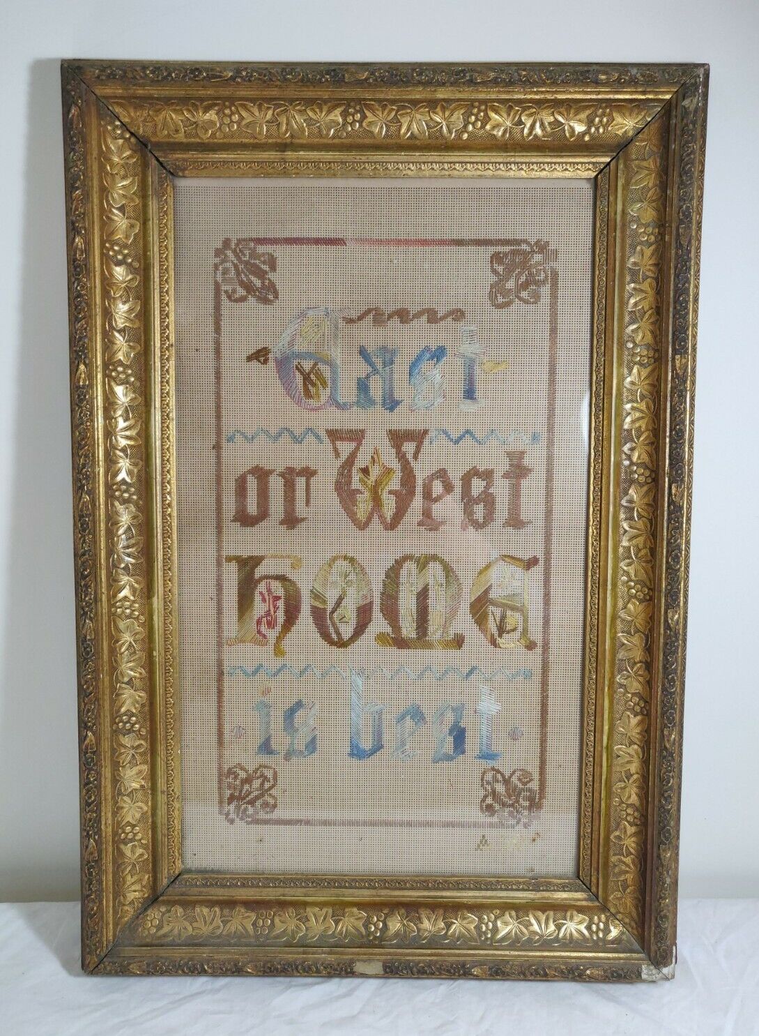 Gilt Framed Victorian Tapestry Floral Wall Mounted Antique Postage Available