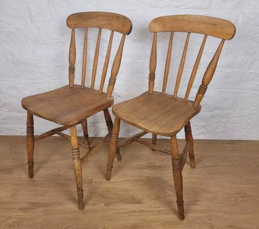 Pine Kitchen Chairs Country Pair Farmhouse Vintage Postage Available