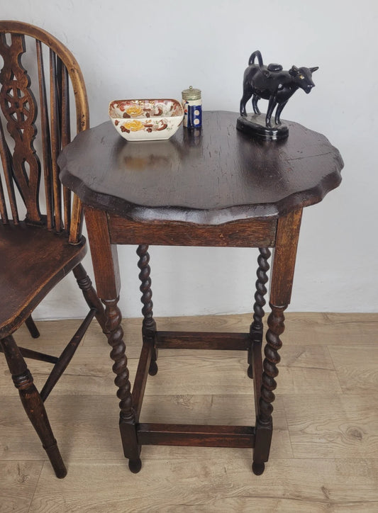 Pie Crust Side Table Victorian Barley Twist English Antique Postage Available